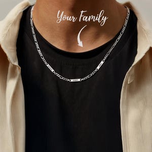 Mens Necklace Silver Father&#39;s Day Gift For Him Name Necklace For Men Kids Name Necklace Gift For Dad Necklace Personalized Husband Gift