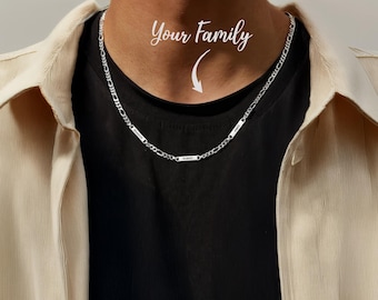 Mens Necklace Silver Father's Day Gift For Him Name Necklace For Men Kids Name Necklace Gift For Dad Necklace Personalized Husband Gift