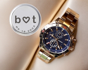 Cadeau d'anniversaire pour petit ami, montre gravée pour lui, montre pour homme personnalisée, cadeau de mariage pour le marié, cadeau de fiançailles, montre pour couple fiancé