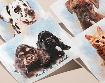 Custom Pet Portrait From Photo, Watercolor Pet painting, Custom Dog Portrait, Pet Portrait, Pet Loss Gift, Dog Painting, Pet Memorial Gift