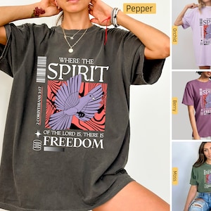 Comfort Colors - Koszulki chrześcijańskie, Gdzie jest Duch Pański, 2 Koryntian 3:17 Koszulki chrześcijańskie Koszulka z Jezusem Koszulka z wersetem biblijnym Prezenty
