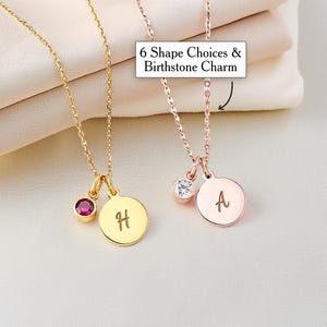 Initial Birthstone Necklace Personalized Initial Necklace Personalized Letter Necklace Birthstone with Initial Necklace Gift for Her