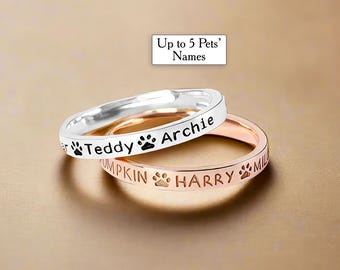 Pet Ring Personalized Pet Memorial Ring Pet Name Ring Paw Print Ring Dog Ring Dog Mom Ring Dog Remembrance Gift Loss of Pet Ring Loss of Dog