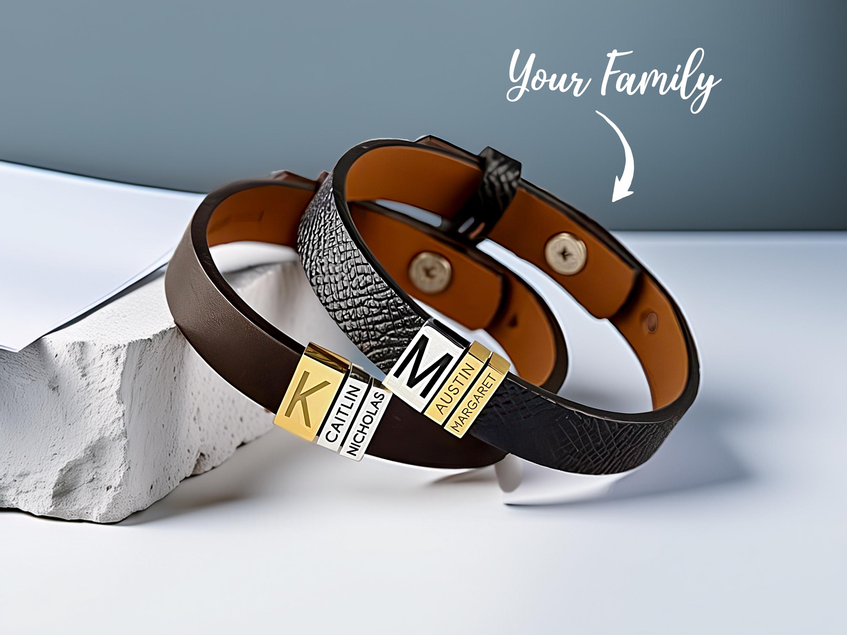 Vaderdagcadeau voor papa armband leren armband vaderdagcadeau - gravure  papa leren armband cadeau voor vader papa, 22.5 cm, Leer