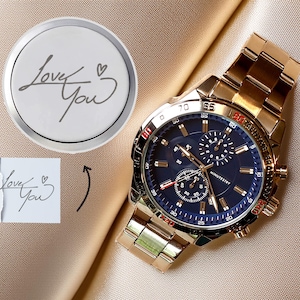 Handschrift Geschenk für Männer Gravur Uhr für Ihn Jahrestag Geschenk für Ehemann Personalisierte Herrenuhr Hochzeitsgeschenk für Bräutigam Verlobungsgeschenk Bild 3