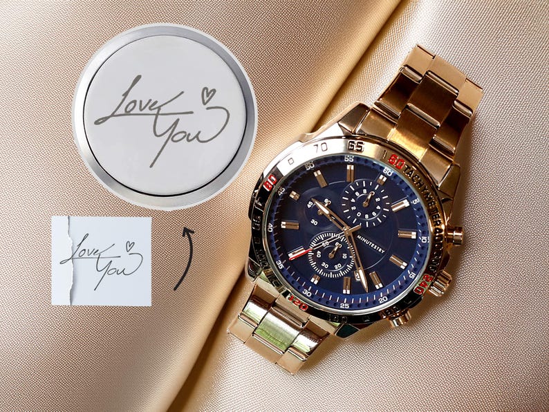 Handschrift Geschenk für Männer Gravur Uhr für Ihn Jahrestag Geschenk für Ehemann Personalisierte Herrenuhr Hochzeitsgeschenk für Bräutigam Verlobungsgeschenk Bild 3