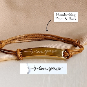 Pulsera de escritura a mano Pulsera escrita a mano Pulsera de firma Pulsera de puño personalizada Regalo conmemorativo de escritura a mano real Brazalete con mensaje secreto