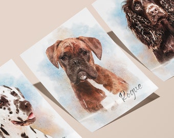 Watercolor Pet Portrait From Photo, Custom Dog Portrait, Personalized Dog Gift, Pet Memorial, Cat Portrait, Dog Mom Christmas Gift