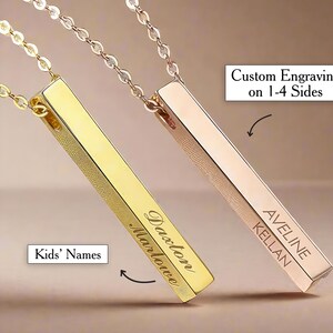 Mother Necklace With Kids Names, Mother Necklace 4 Name Mom Necklace With Kids Names Mom Necklace Bar Necklace Family Necklace Kids Names