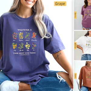 Comfort Colors - Christian Shirts, Whatever is True, Philippians 4:8 Fruits, Christian Tshirts, Christian Gifts, Jesus Shirt, Bible Verse
