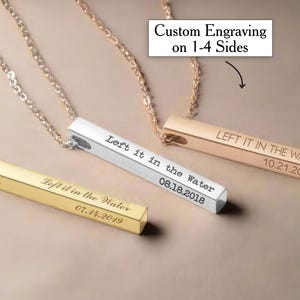 Personalized Baptism Gift For Teens Bar Necklace Adult Baptism Gift Left it in the Water, Baptism Date Gift For Man Woman, Men Baptism Gif
