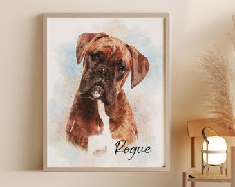 Custom Pet Portrait From Photo, Watercolor Pet painting, Custom Dog Portrait, Pet Portrait, Pet Loss Gift, Dog Painting, Pet Memorial Gift