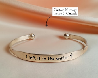 Personalized Baptism Gift For Teens Cuff Bracelet Adult Baptism Gift Left it in the Water Baptism Date Confirmation Gift Communion Gift