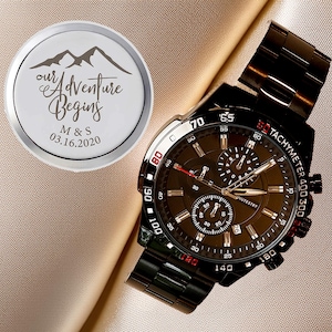Orologio da uomo personalizzato, regalo di fidanzamento, orologio da uomo personalizzato, orologio con incisione personalizzata, regalo di nozze per lo sposo da parte della sposa, coppia