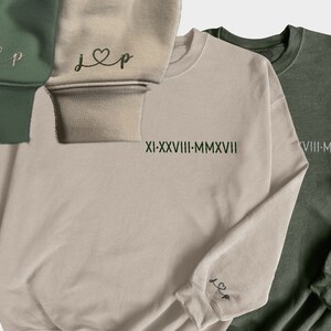 Custom Embroidered Roman Numeral Sweatshirt Hoodie | Personalized Couples Anniversary Gifts | Cotton Anniversary Engagements Bachelorette&#39;s