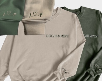 Custom Embroidered Roman Numeral Sweatshirt Hoodie | Personalized Couples Anniversary Gifts | Cotton Anniversary Engagements Bachelorette's