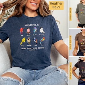 Christian Shirts, Whatever is True, Philippians 4:8 Bird Shirt, Christian Tshirts, Christian Gifts, Jesus Shirt, Bible Verse Shirt, Faith