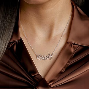 Dainty Birth Flower Necklace Family Necklace For Mom Multiple Birth Flower Necklace Personalized Family Birth Flower Bouquet Necklace