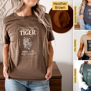 Christian Shirts, Power Love Sound Mind, Be Strong and Courageous 2 Timothy 1:7, Tiger Christian Tshirts Jesus Shirt Bible Verse Faith Shirt