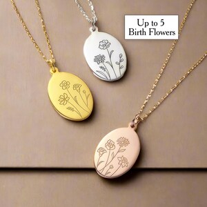 Birth Flower Bouquet Necklace Birth Month Flower Bouquet Charm Necklace Family Birth Flower Bouquet Multiple Combined Birth Flower Necklace