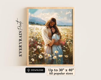 Jesus Embracing Woman Printable Wall Art Christian Wall Art Compassion Healing Art Jesus with Woman Printable LDS Art Catholic Home Decor