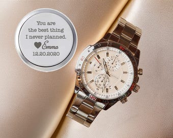 Regalo de bodas para el novio de la novia. Reloj grabado para él. Reloj personalizado para hombre. Regalo de aniversario personalizado para parejas. Regalo de compromiso para la prometida.