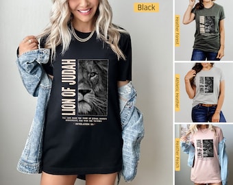 Camisas Cristianas, León de Judá, Apocalipsis 5:5, Jesús León, Camisetas Cristianas, Camisa de Jesús, Camisa de Versículo Bíblico, Camisa de Fe, Regalos Cristianos