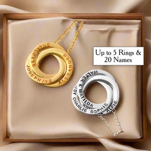 Personalized Necklace for Mom with Kids Names Family Necklace with Childrens Names Mother&#39;s Gift Circle Pendant Custom Russian Ring Pendant