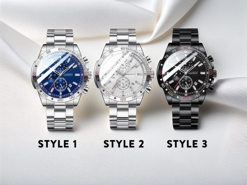 three different styles of watches sitting next to each other