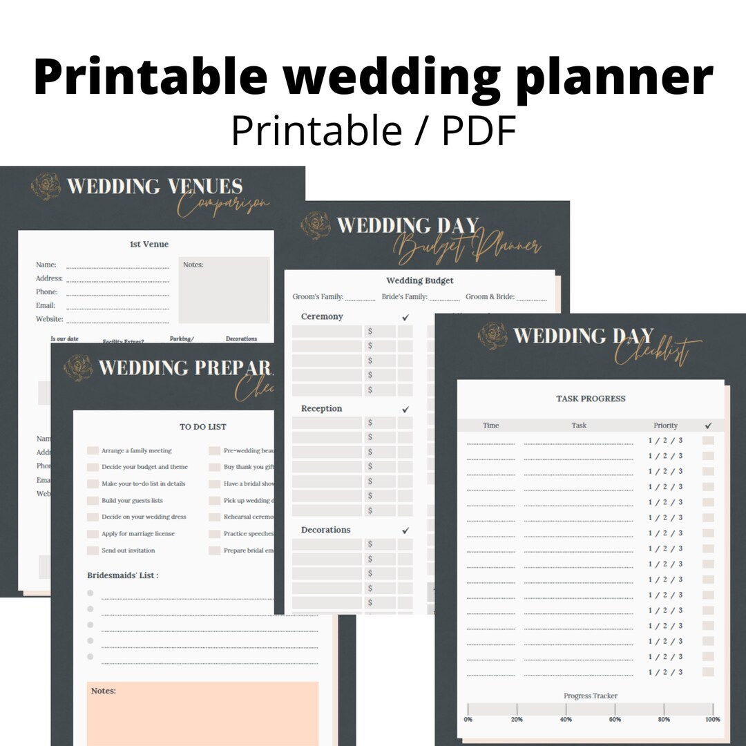 Wedding Planner Printable Printable Wedding Kit Wedding - Etsy