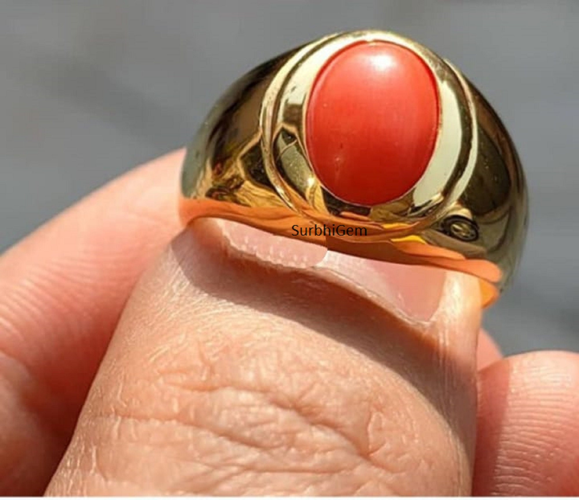 235-GR3179 - 22K Gold Men's Ring with Coral | Gold chains for men, Rings  for men, Mens gold rings