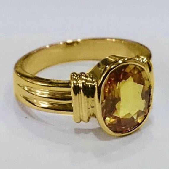 Natural 5 Ct. Yellow Sapphire/Pukhraj Gold Plated Ring for All Sterling  Silver | eBay