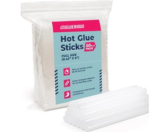 Full-Size Hot Glue Sticks: 50pcs Bulk Pack (0.43x6")