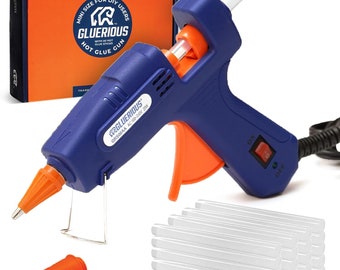 Gluerious Mini Hot Glue Gun with 30 Glue Sticks for Crafts School DIY Arts Home Quick Repairs, 20W, Blue