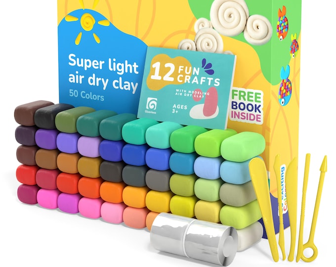 Air Dry Clay Kit: 50 Colors, Googly Eyes, Modeling Tools