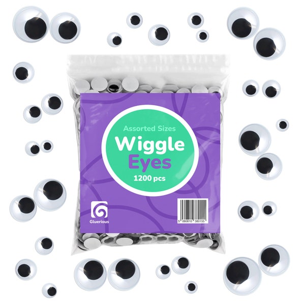 Gluerious 1200 Googly Eyes Self Adhesive - Spark Creativity and Playful Artistry - Wiggle Eyes for Crafts for All Ages