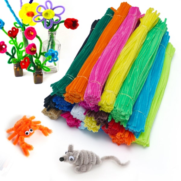 Gluerious 1200 Pipe Cleaners Craft - 20 Vibrant Colors, 12-inch Chenille Stems/Pipe Cleaners Bulk - Inspire Creativity for All Ages