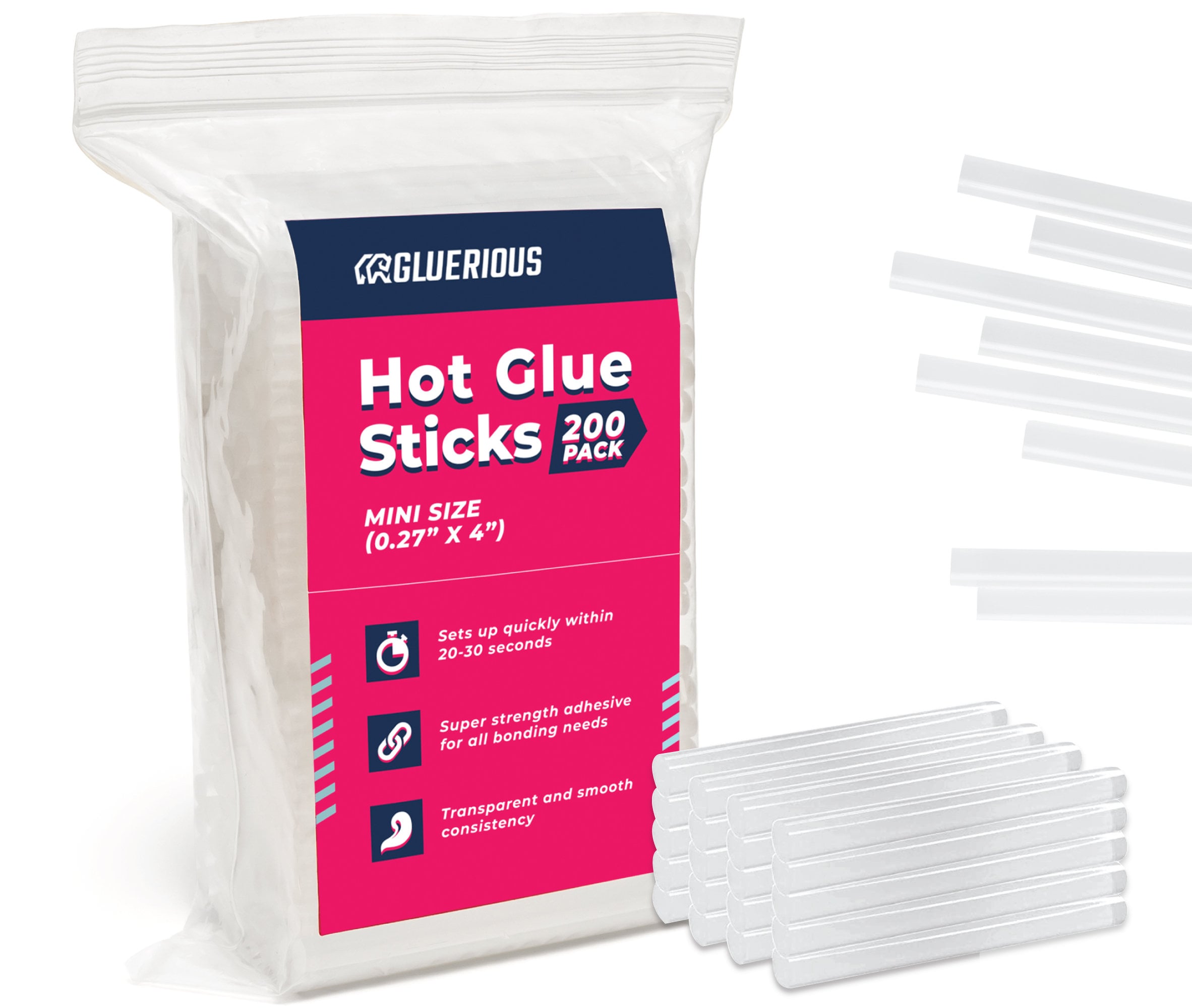 Gorilla Hot Glue Sticks, Full Size, 4 Long x .43 Diameter, 30 Count,  Clear, Pack of 1 