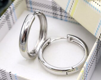 Silver Hoop Earrings - Large Hoops 2.8cm - Wide Hoop Earrings - Shiny Silver Hoops Earrings