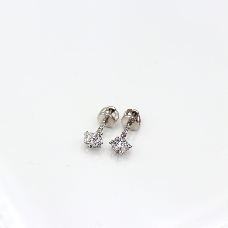 Sparkling Sphere Crystal Stud Earrings - Sterling Silver with Rhodium Plating - Elegant Dainty Studs - Cubic Zirconia