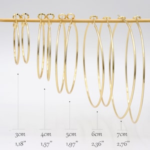 Gold Thin Hoop Earrings - Gold Hoops Earrings - 3cm/4cm/5cm/6cm/7cm