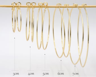 Gold Thin Hoop Earrings - Gold Hoops Earrings - 3cm/4cm/5cm/6cm/7cm