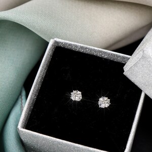 Sparkling Sphere Crystal Stud Earrings - Sterling Silver with Rhodium Plating - Elegant Dainty Studs - Cubic Zirconia