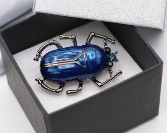 Blue Scarab Beetle Brooch - Enamel Brooch Egyptian Beetle - Insect Brooch - Pin Hat - Scarab brooch - Retro jewelry - Egyptian brooch