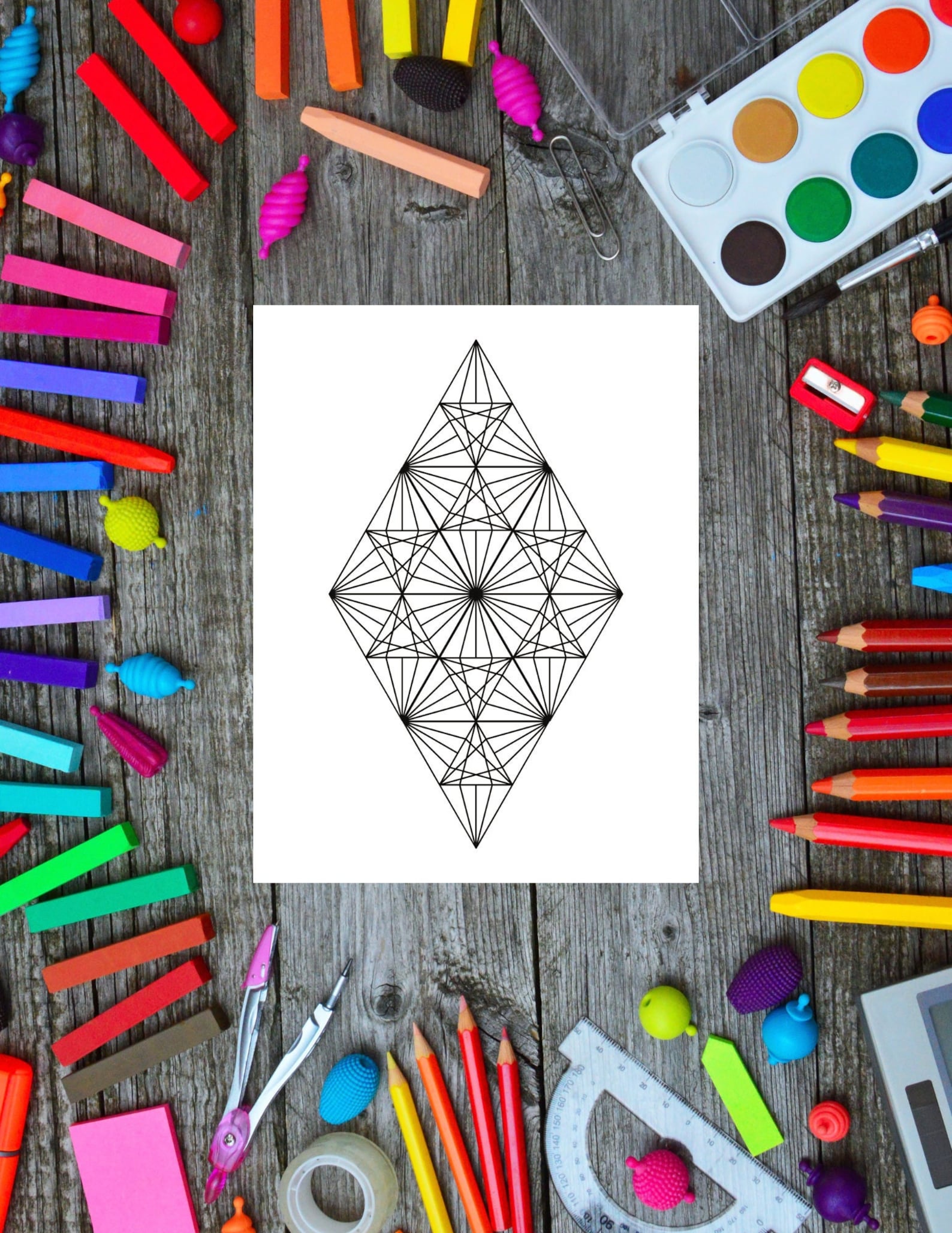 Geometric Coloring Page, Digital Coloring Page, Adult Coloring Page ...