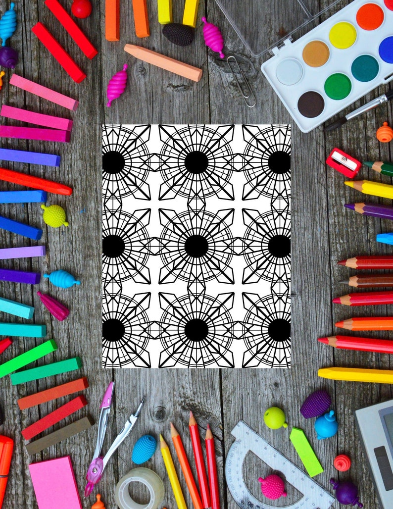 Bold Geometric Coloring Page, Digital Coloring Page, Adult Coloring ...
