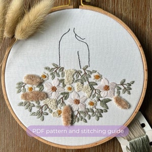 Ballerina Tutu Embroidery Pattern | Floral | Dancer | Ballet | Floral Design | DIY Modern Hand Embroidery Pattern | Digital PDF | Skirt |