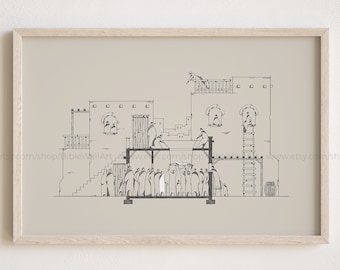 Jesus Heals Paralyzed Man – Take Up Your Mat and Walk Bible Story Print Neutral Modern Christian Wall Art Poster Faith-Based Home Decor Gift