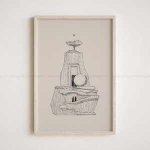Señal de "Él ha resucitado", Arte mural de la tumba vacía, Escena de resurrección de Pascua, Obra de arte cristiana moderna minimalista, Decoración religiosa de Pascua, "Él está vivo"