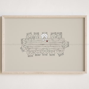 The Last Supper Wall Art Print – Jesus and Disciples Christian Home Decor Modern Minimalist Bible Story  Faith-Based Architectural Poster